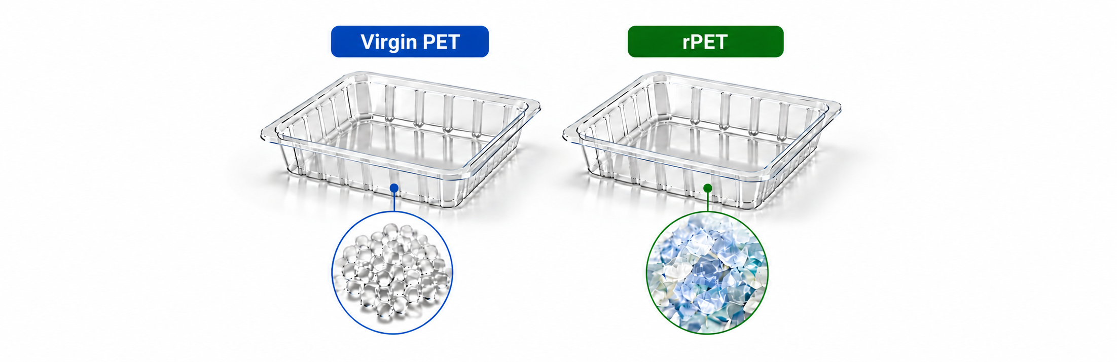 Clear thermoformed PET clamshell containers