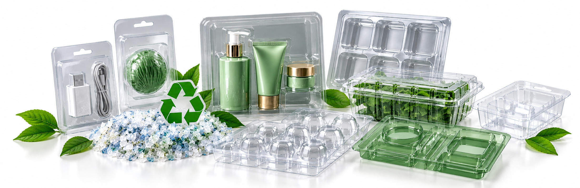 Clear thermoformed PET clamshell containers